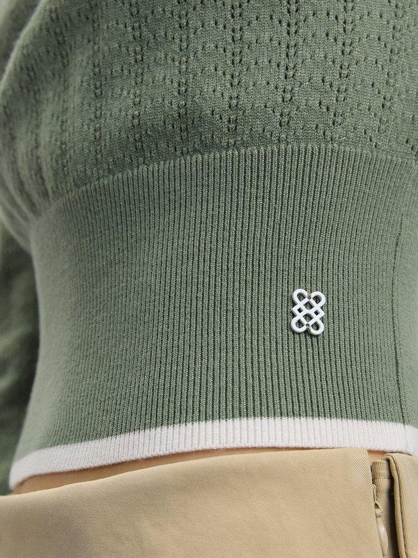 Pomelo Pomelo Contrast Trim Knit Top - Green