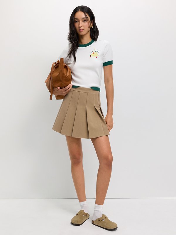 Pomelo Pomelo Contrast Trim Knit Top - White