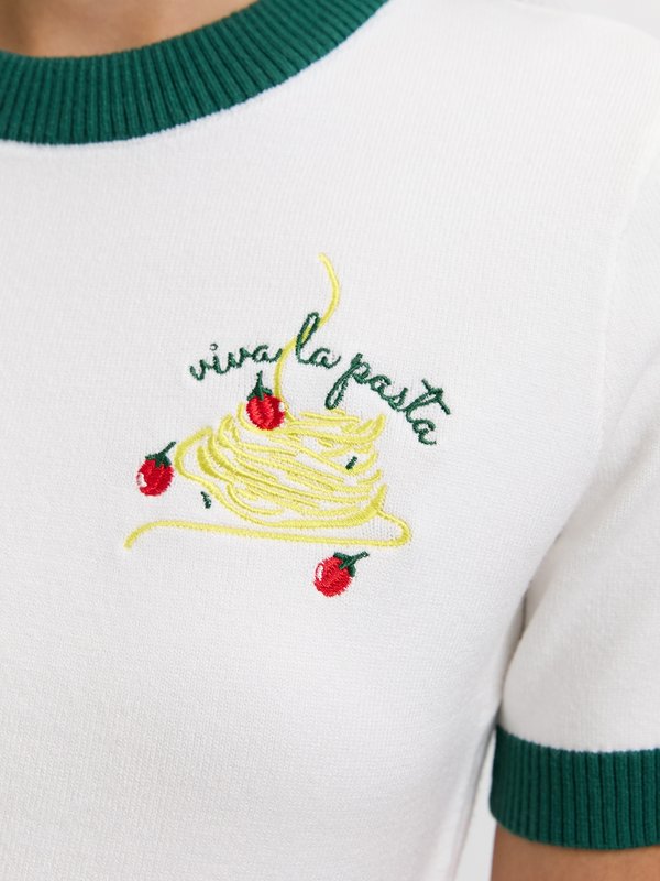 Pomelo Pomelo Contrast Trim Knit Top - White