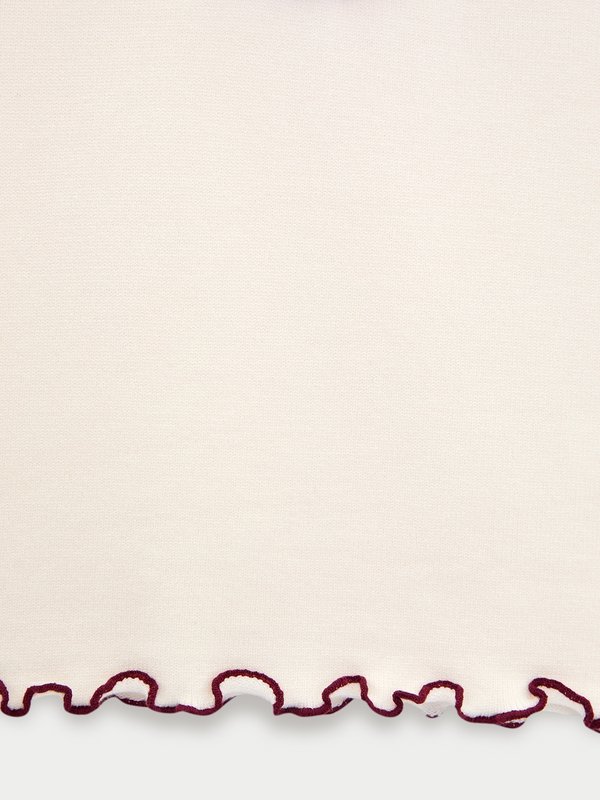 Pomelo Pomelo Contrast Trim Ruffle Top - Ivory