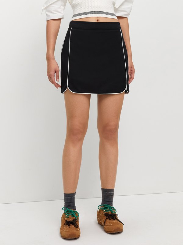 Pomelo Pomelo Contrast Trim Skirt - Black