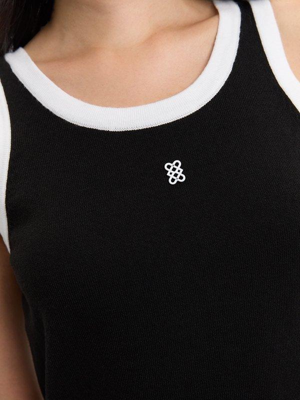 Pomelo Pomelo Contrast Trim Tank Top - Black