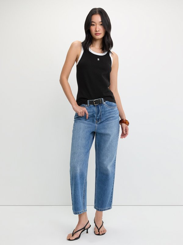 Pomelo Pomelo Contrast Trim Tank Top - Black