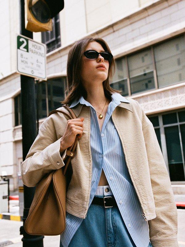 Pomelo Pomelo Corduroy Zipper Jacket - Beige