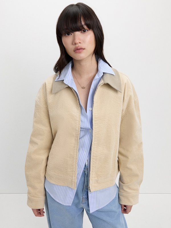 Pomelo Pomelo Corduroy Zipper Jacket - Beige