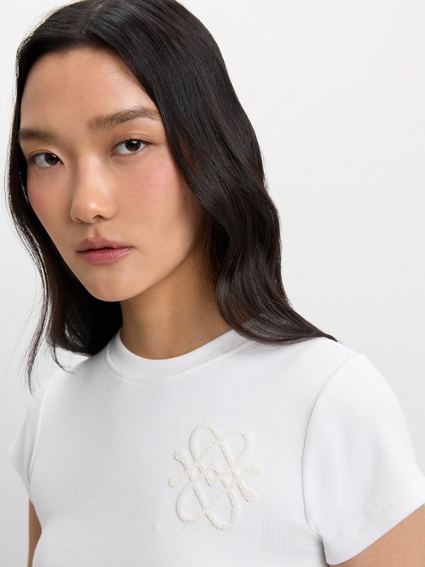 Pomelo Pomelo Cropped Baby Tee - White