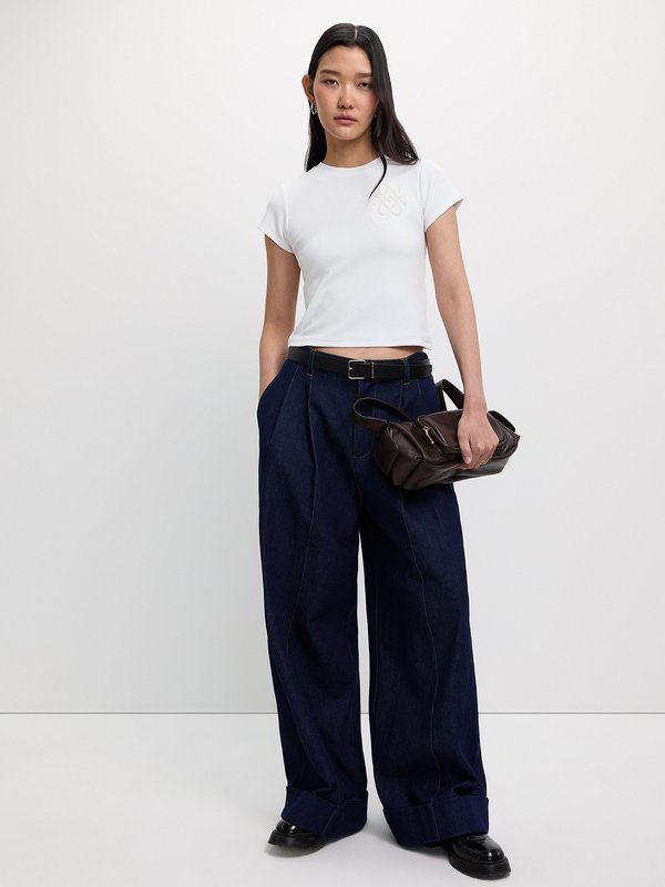 pomelo Pomelo Cropped Baby Tee - White