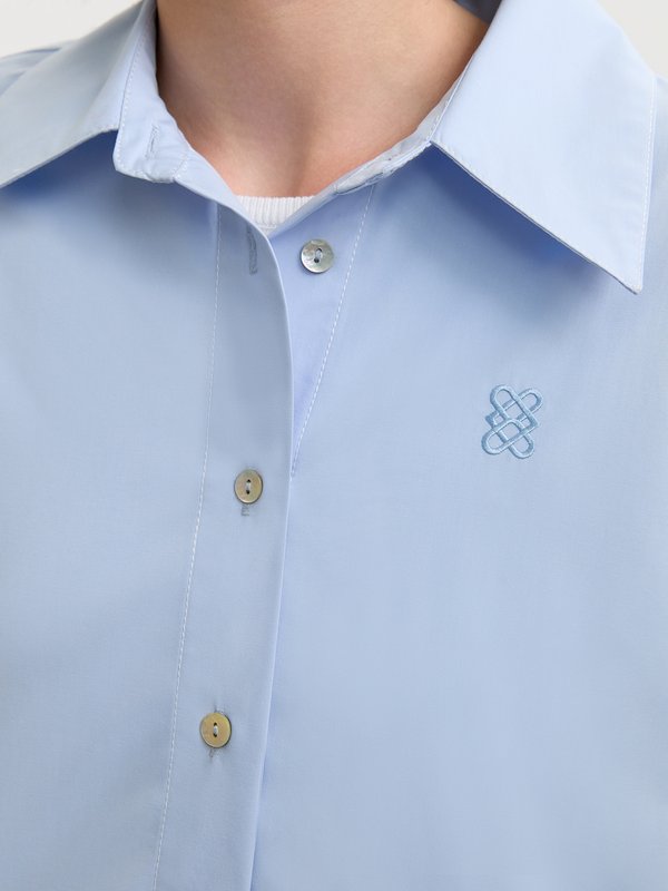 Pomelo Pomelo Cropped Button-Up Shirt - Light Blue
