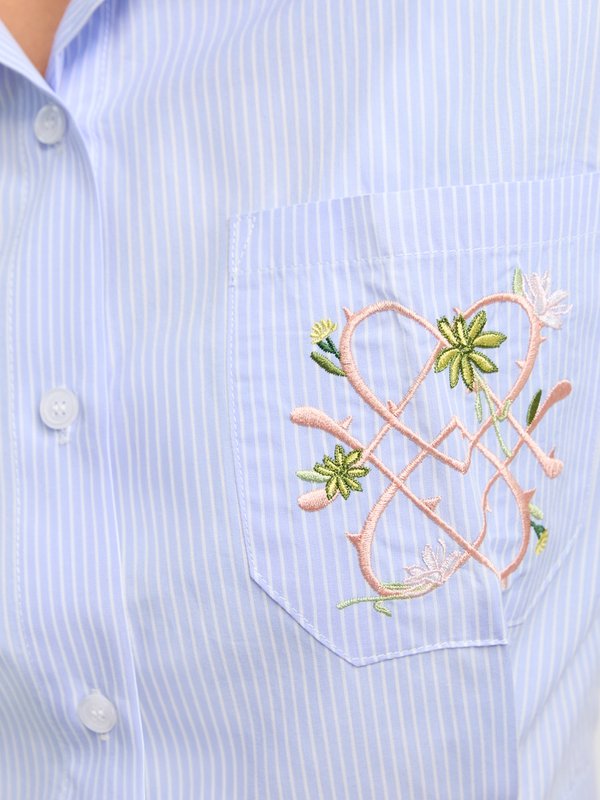 Pomelo Pomelo Cropped Button-Up Top - Light Blue