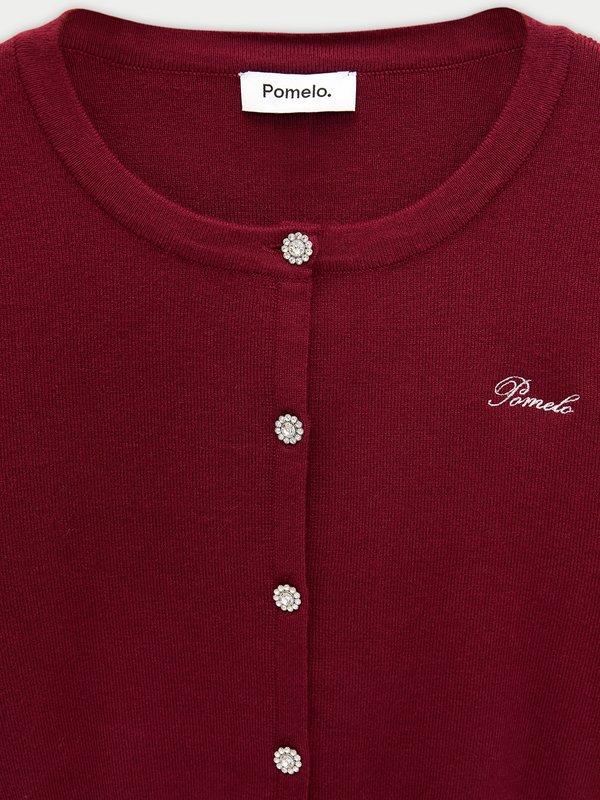 Pomelo Pomelo Cropped Cardigan - Burgundy