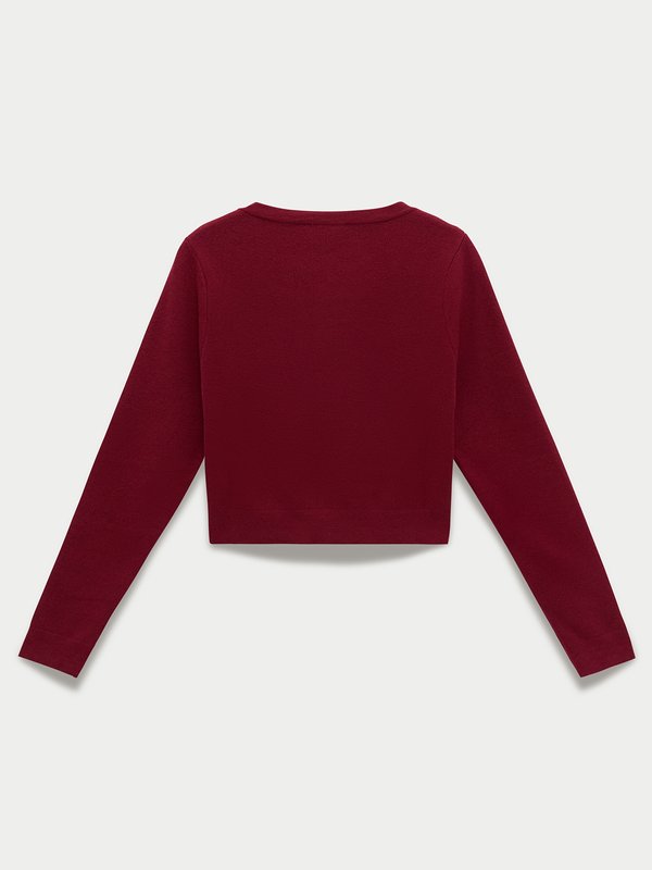 Pomelo Pomelo Cropped Cardigan - Burgundy
