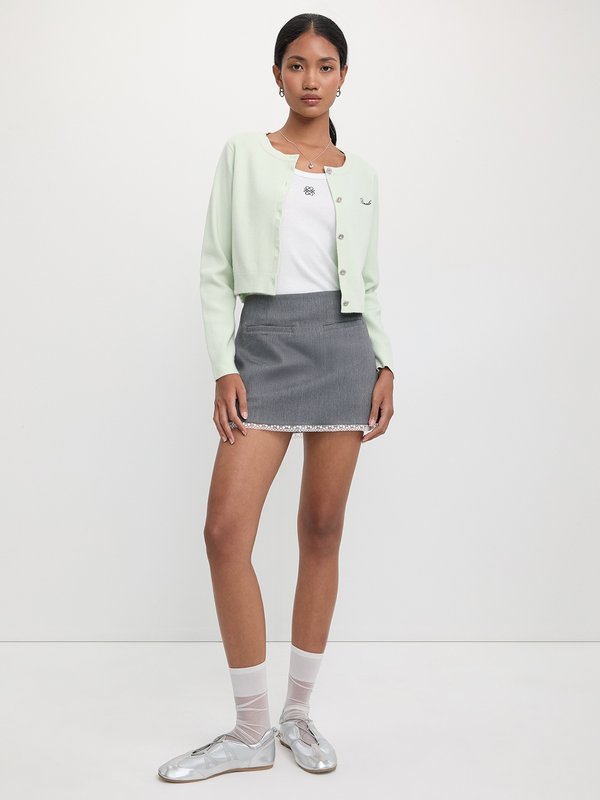 Pomelo Pomelo Cropped Cardigan - Light Green