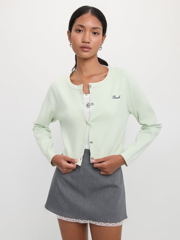 pomelo Pomelo Cropped Cardigan - Light Green