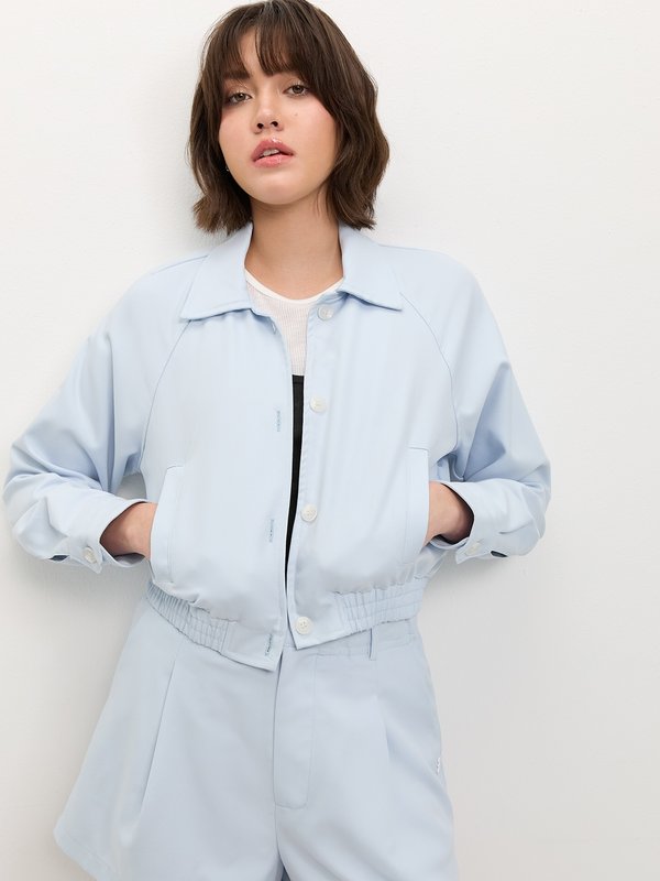 pomelo Pomelo Cropped Jacket - Baby Blue