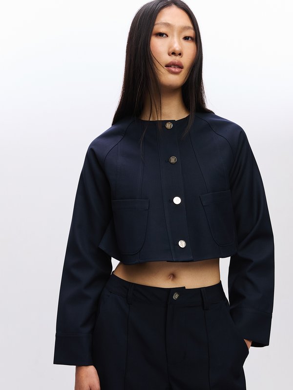 pomelo Pomelo Cropped Jacket - Navy
