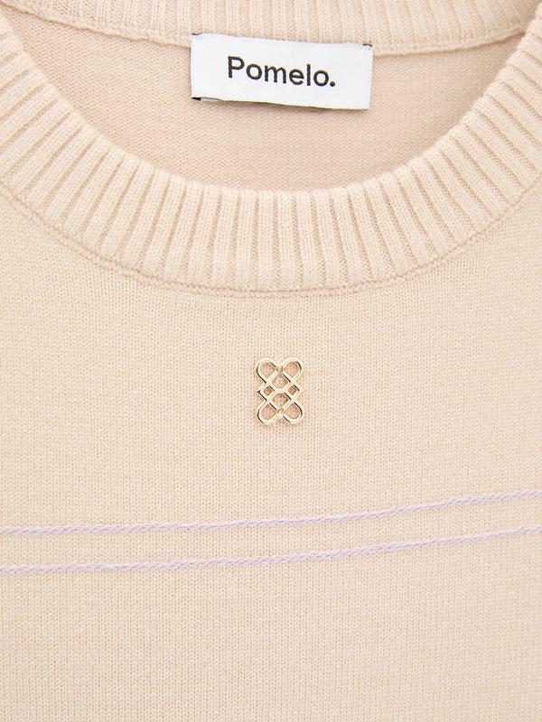 Pomelo Pomelo Cropped Knit Top - Cream