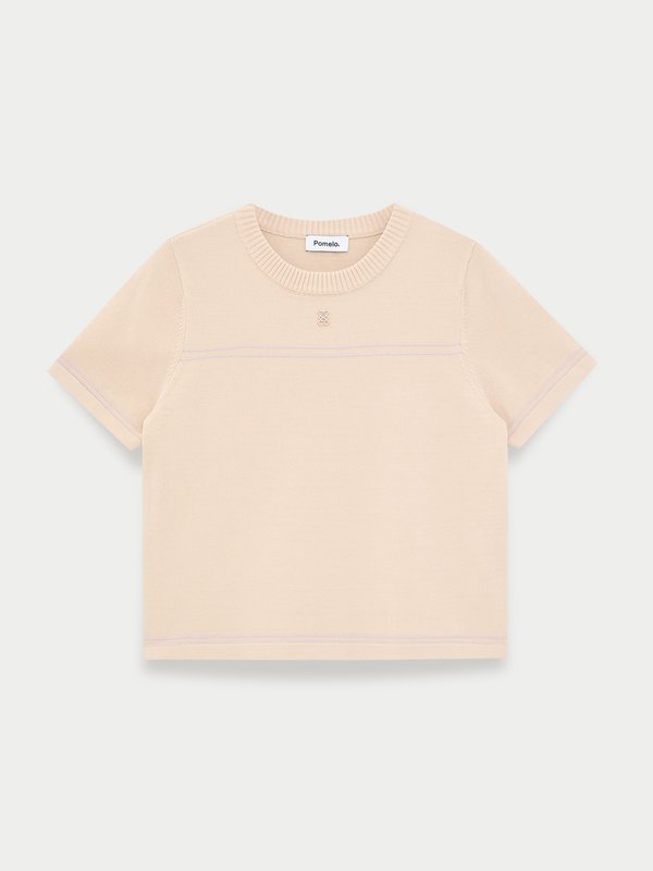 pomelo Pomelo Cropped Knit Top - Cream