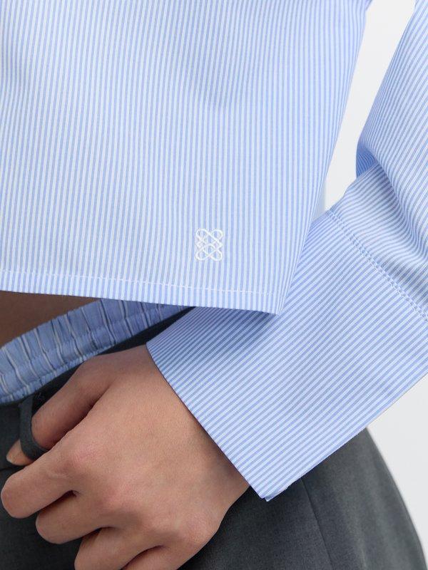 Pomelo Pomelo Cropped Stripe Shirt - Baby Blue