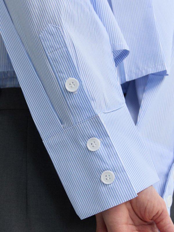 Pomelo Pomelo Cropped Stripe Shirt - Baby Blue