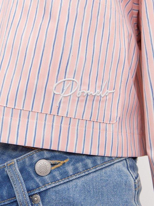Pomelo Pomelo Cropped Striped Button-Up Shirt - Pink
