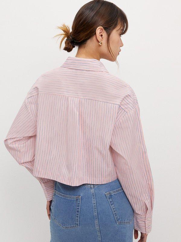 Pomelo Pomelo Cropped Striped Button-Up Shirt - Pink