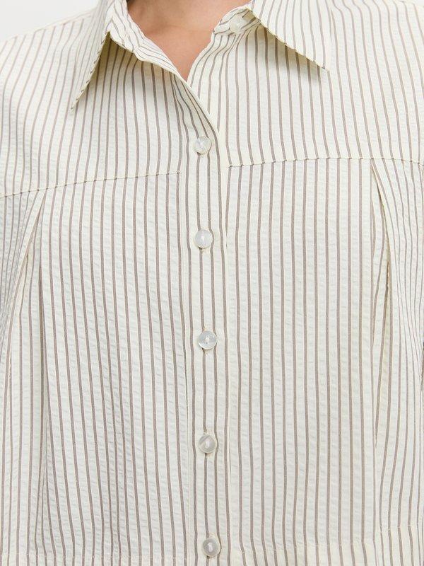 Pomelo Pomelo Cropped Striped Shirt - Cream