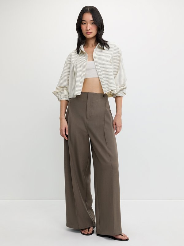 Pomelo Pomelo Cropped Striped Shirt - Cream