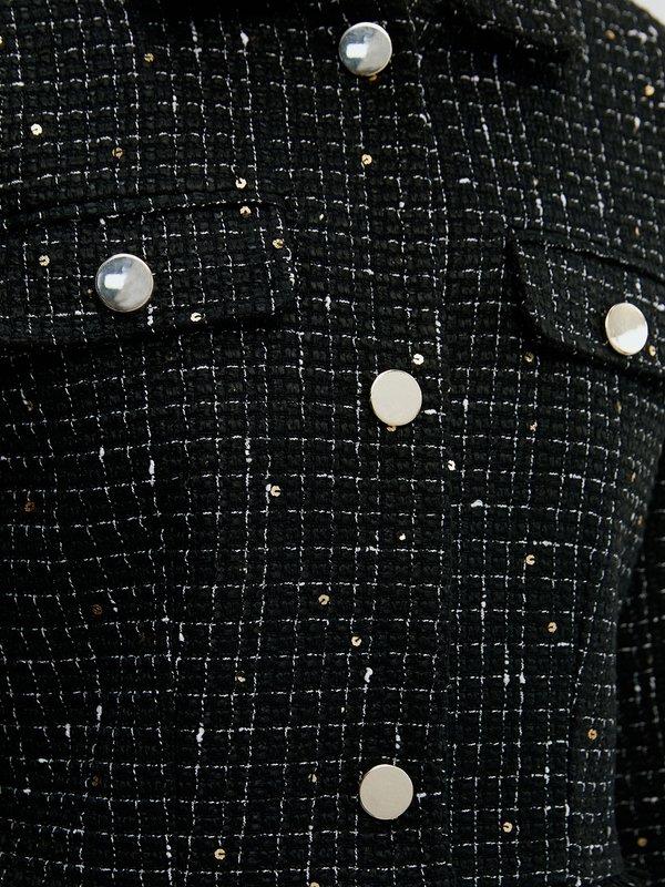 Pomelo Pomelo Cropped Tweed Blazer - Black