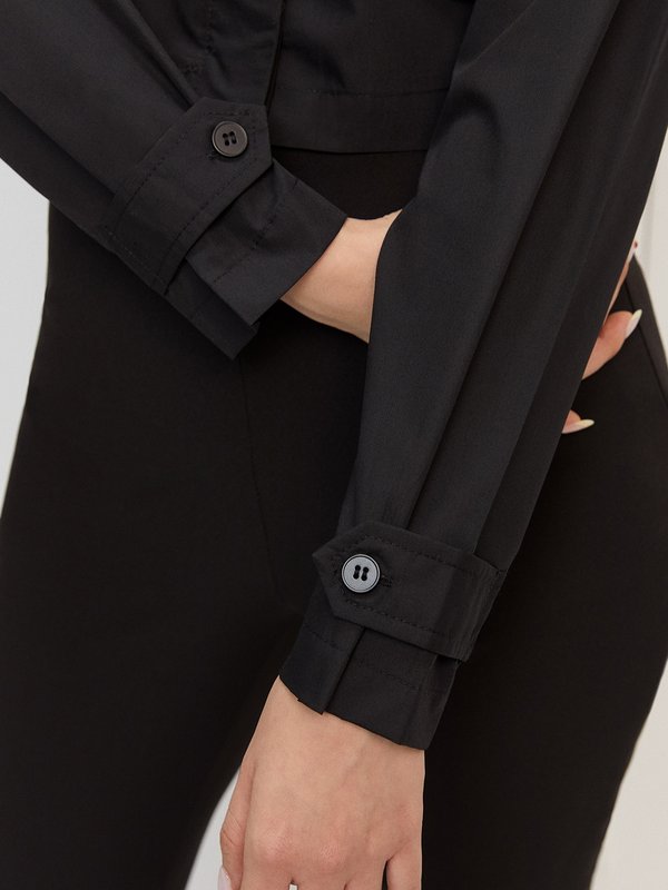 Pomelo Pomelo Cropped Utility Button Shirt - Black