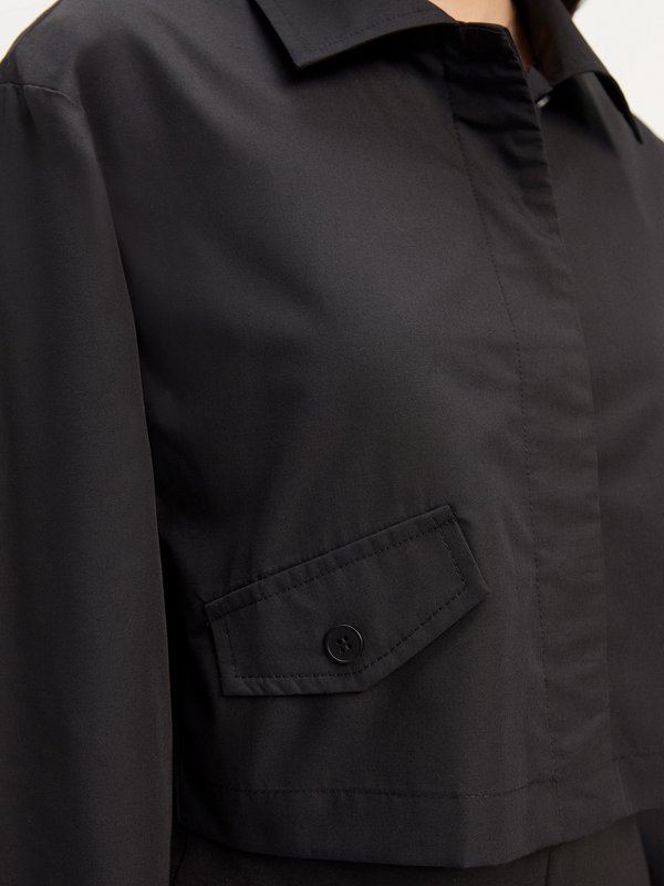 Pomelo Pomelo Cropped Utility Button Shirt - Black