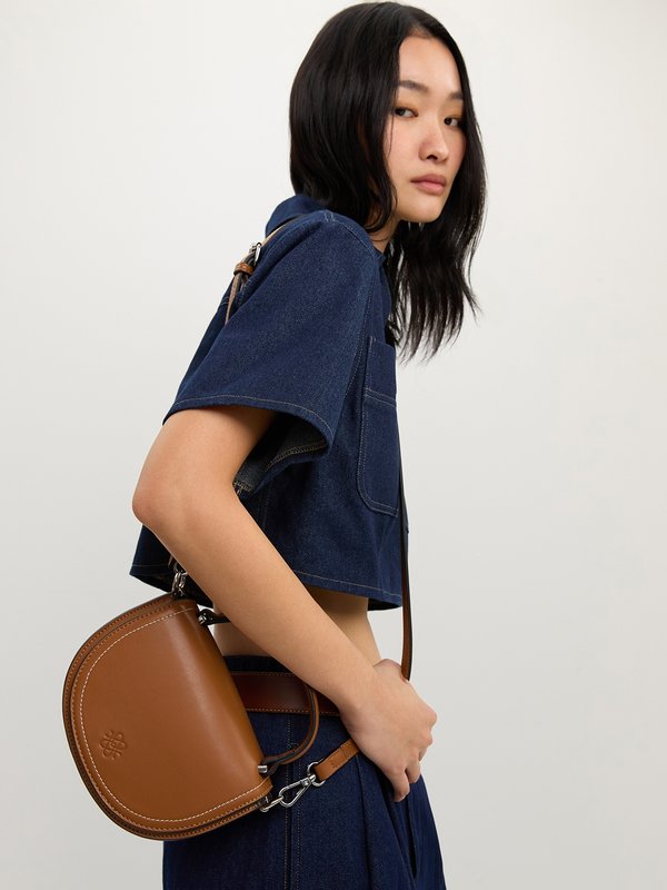 pomelo Pomelo Crossbody Saddle Bag - Brown