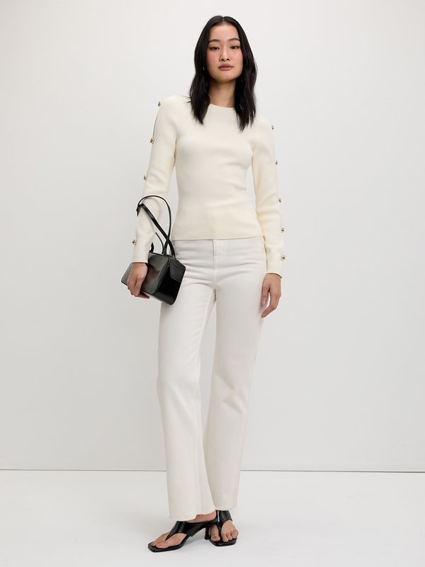 Pomelo Pomelo Cut Out Knit Top - Ivory