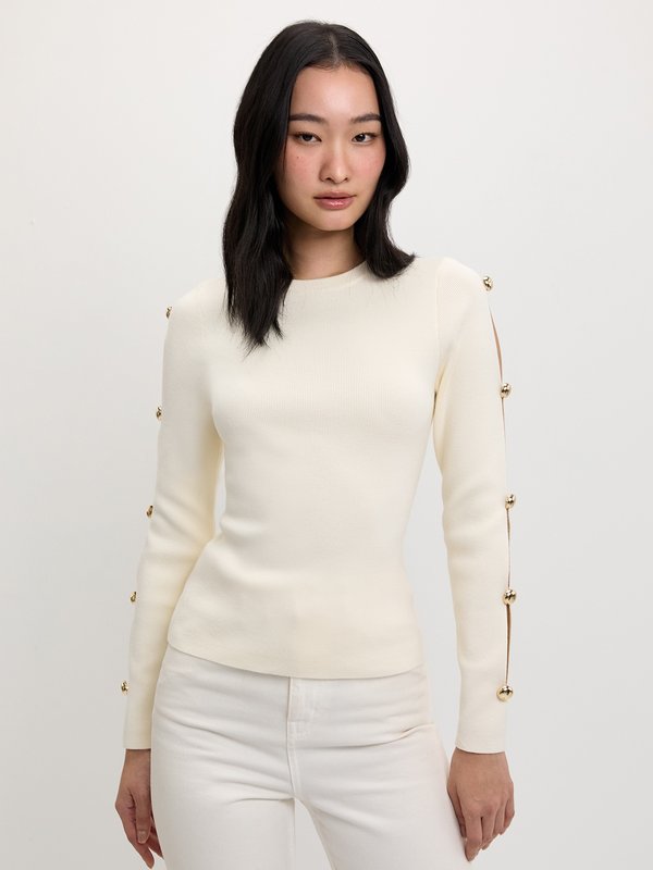 Pomelo Pomelo Cut Out Knit Top - Ivory