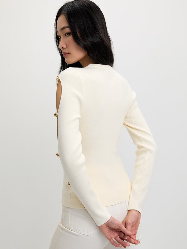Pomelo Pomelo Cut Out Knit Top - Ivory