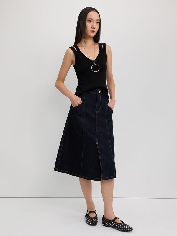 Pomelo Pomelo Cut-Out Strap Tank - Black