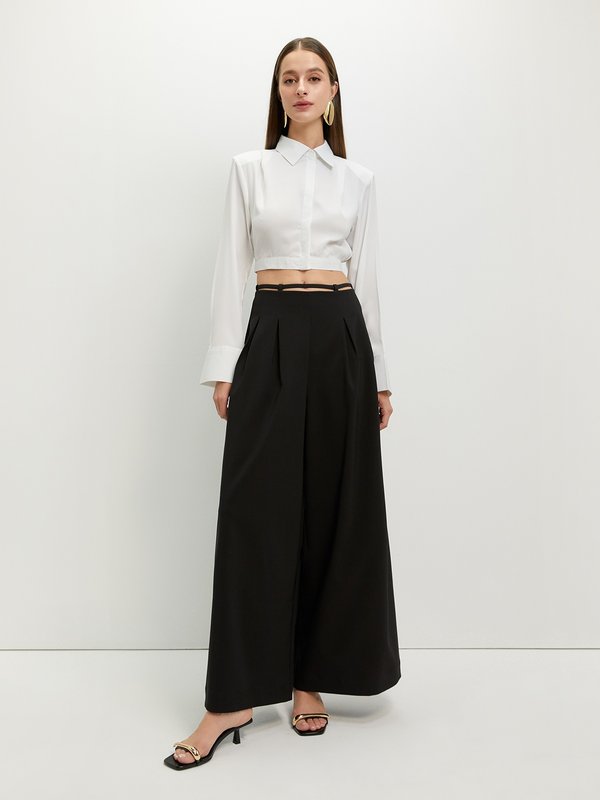 Pomelo Pomelo Cut Out Wide Leg Trousers - Black