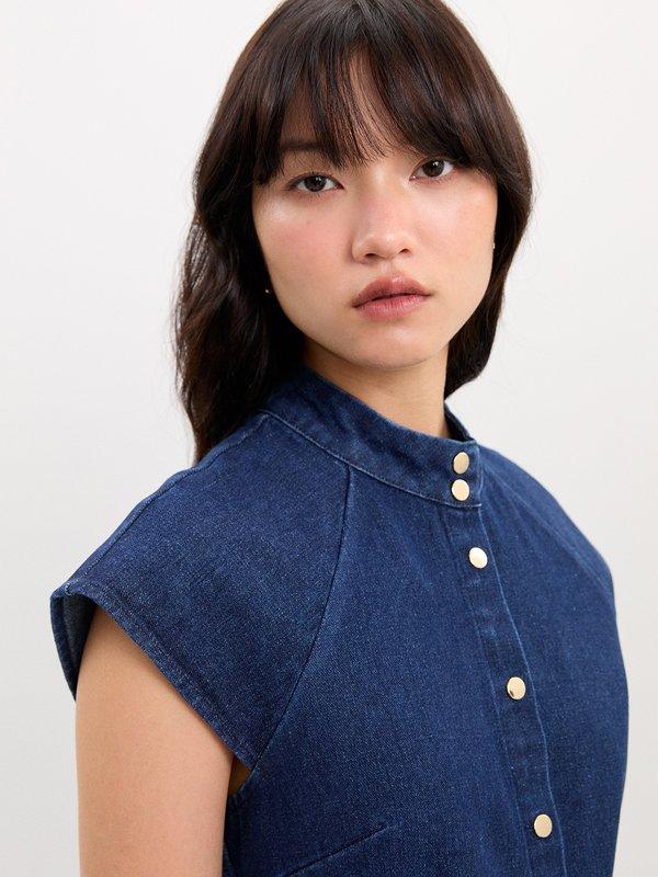 Pomelo Pomelo Denim Button-Up Dress - Blue