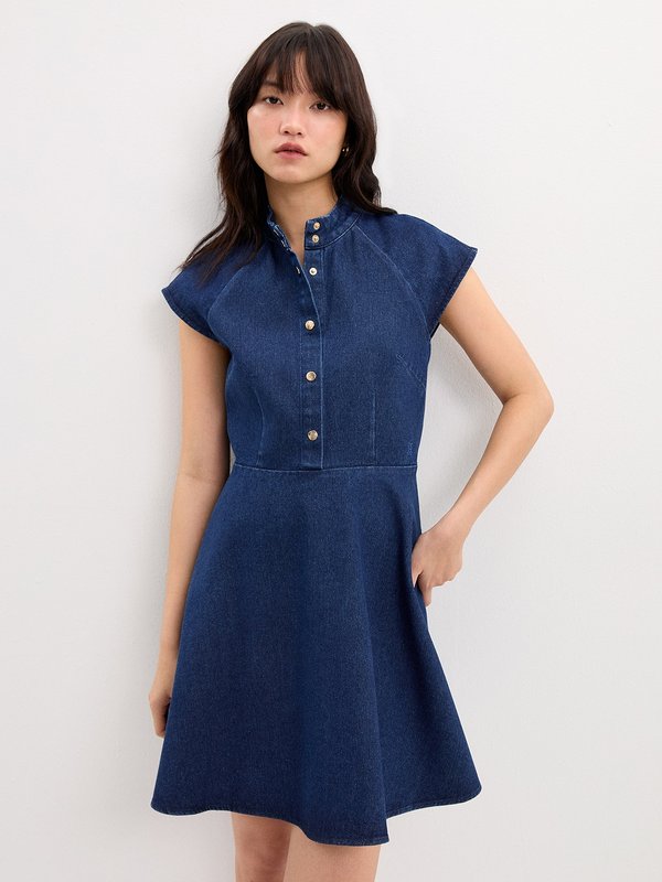 pomelo Pomelo Denim Button-Up Dress - Blue