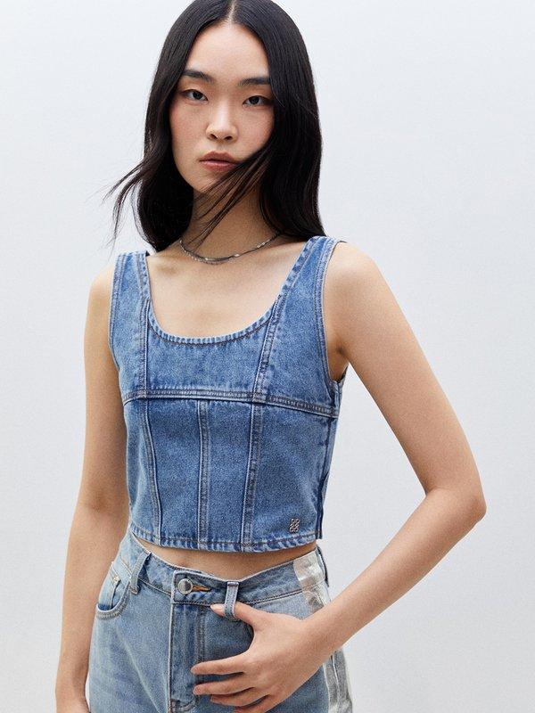pomelo Pomelo Denim Cami Top - Blue