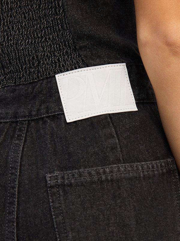 Pomelo Pomelo Denim Front Zipper Jumpsuit - Black