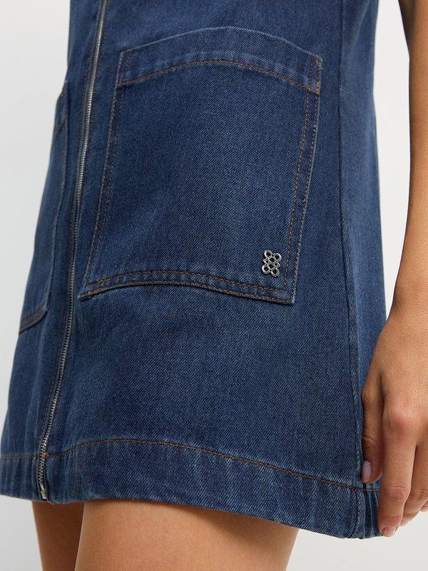 Pomelo Pomelo Denim Pocket Mini Dress - Blue