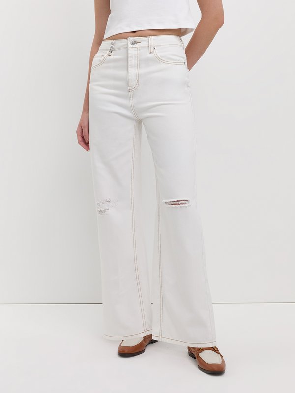 pomelo Pomelo Distressed Jeans - Off-White