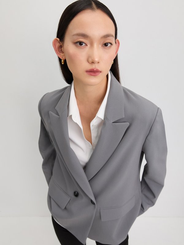 Pomelo Pomelo Double Breasted Blazer - Mid Grey