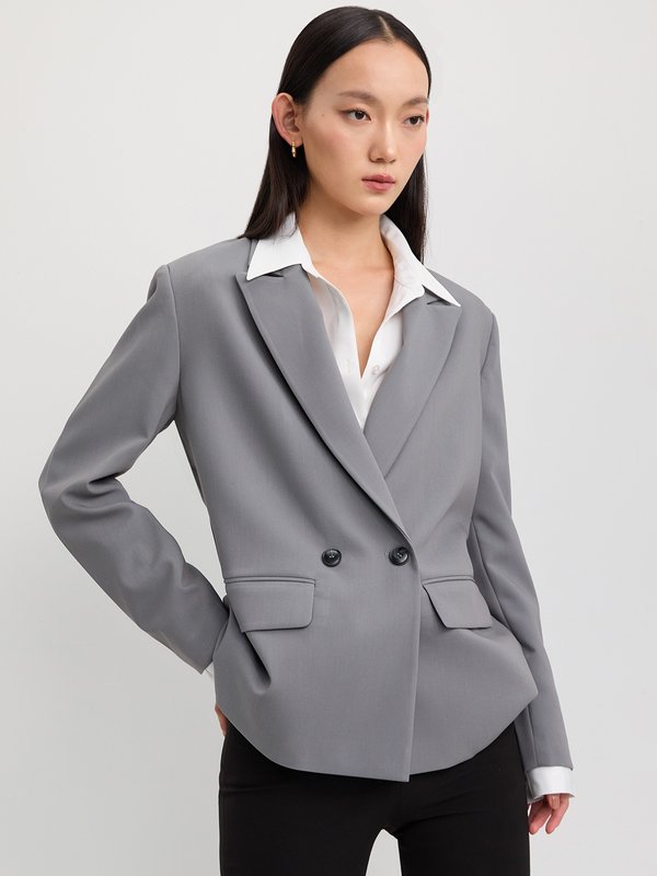 Pomelo Pomelo Double Breasted Blazer - Mid Grey