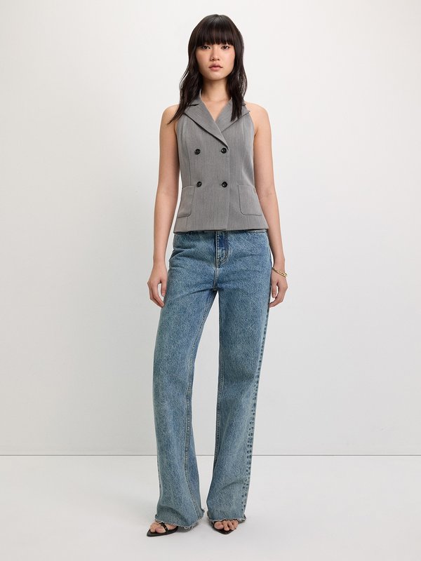 Pomelo Pomelo Double-Breasted Vest - Mid Grey