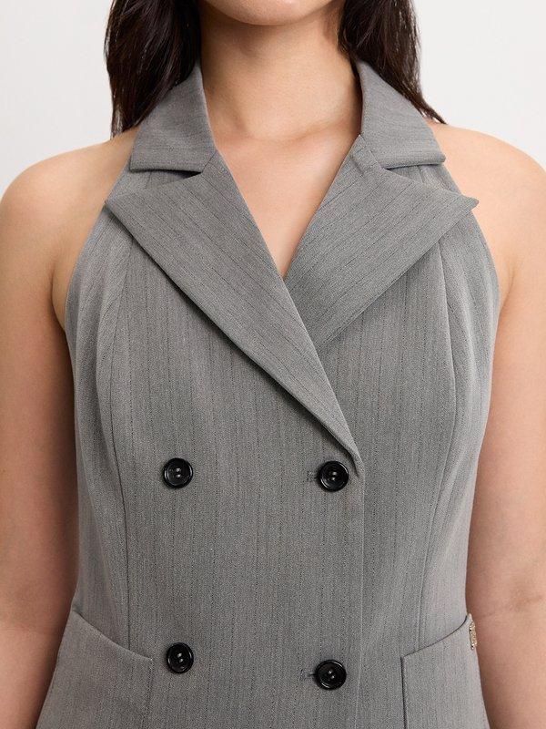 Pomelo Pomelo Double-Breasted Vest - Mid Grey