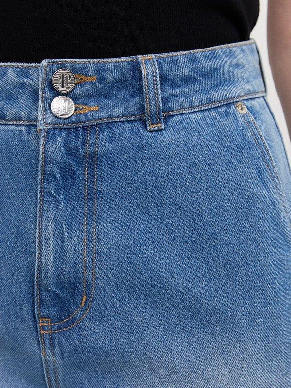 Pomelo Pomelo Double Button Wide Leg Jeans - Blue