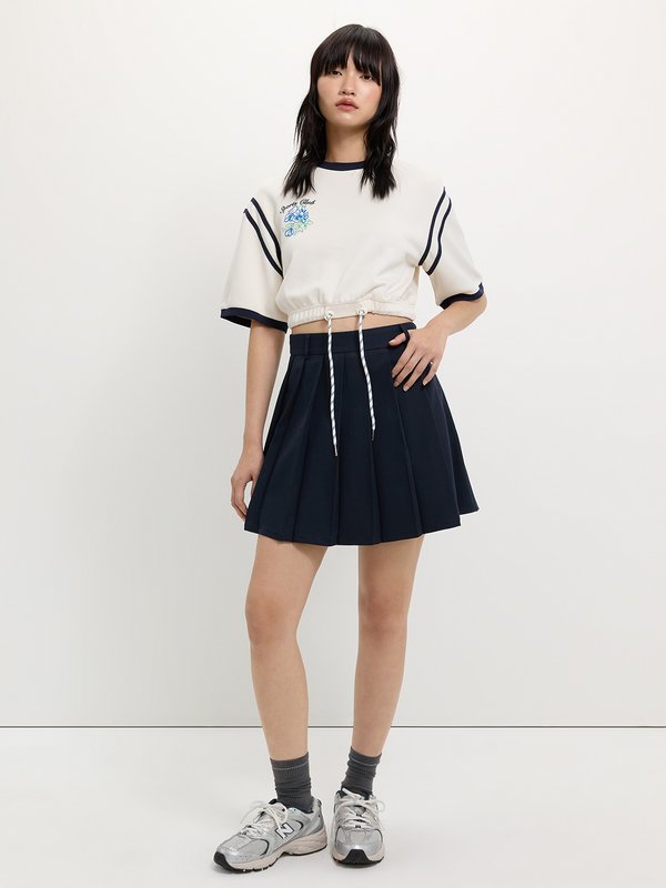 Pomelo Pomelo Drawstring Crop Top - Off-White