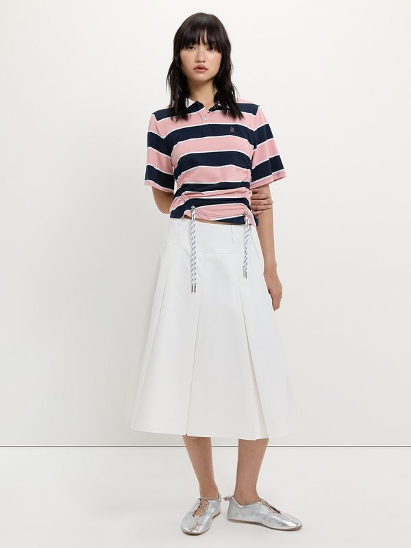 Pomelo Pomelo Drawstring Polo Top - Pink