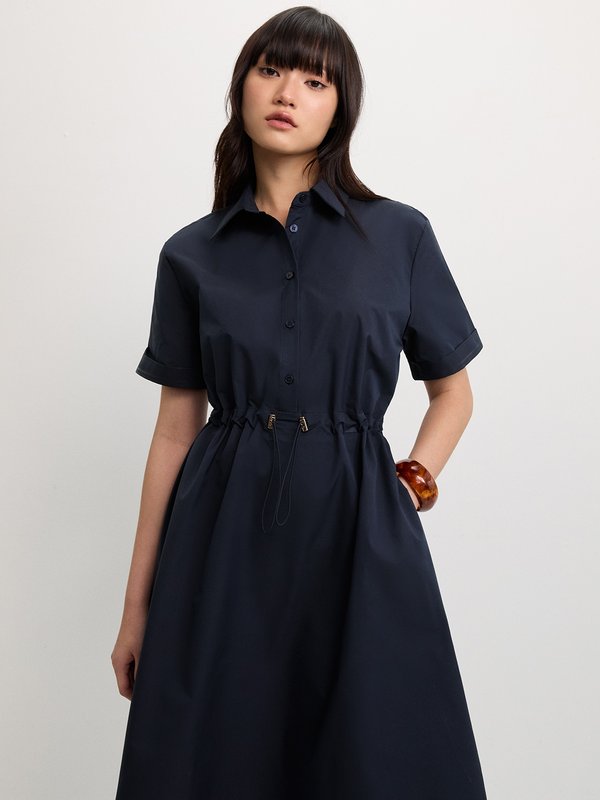 Pomelo Pomelo Drawstring Shirt Dress - Navy